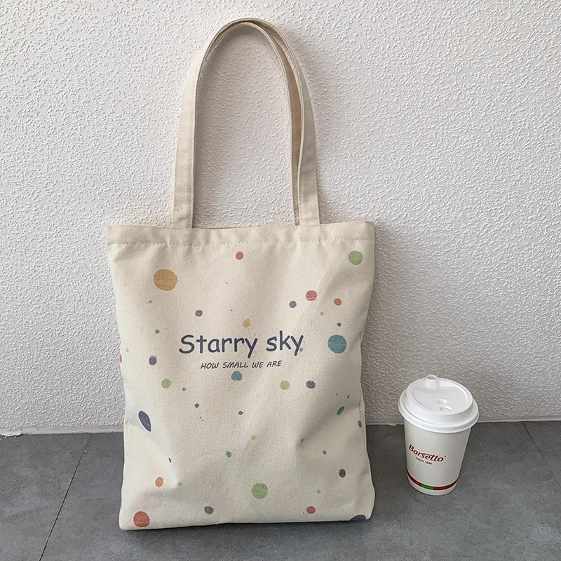 Fashionable Letters Canvas Tote Bag, Female Stylish Handbag Shoulder Bag with Zipper Opening Large Capacity Student School Bags - Image 8