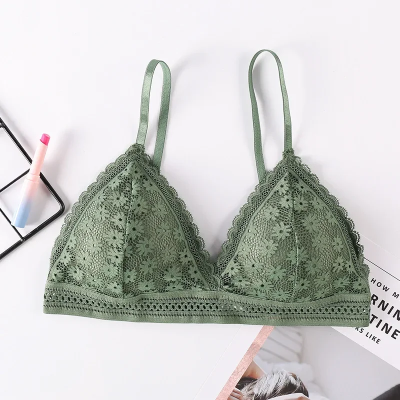Sexy Floral Lace Bra Top For Women Push Up Female Lingerie breathable Bralette Removable Pad Thin Fashion New Wireless Bras - Image 4