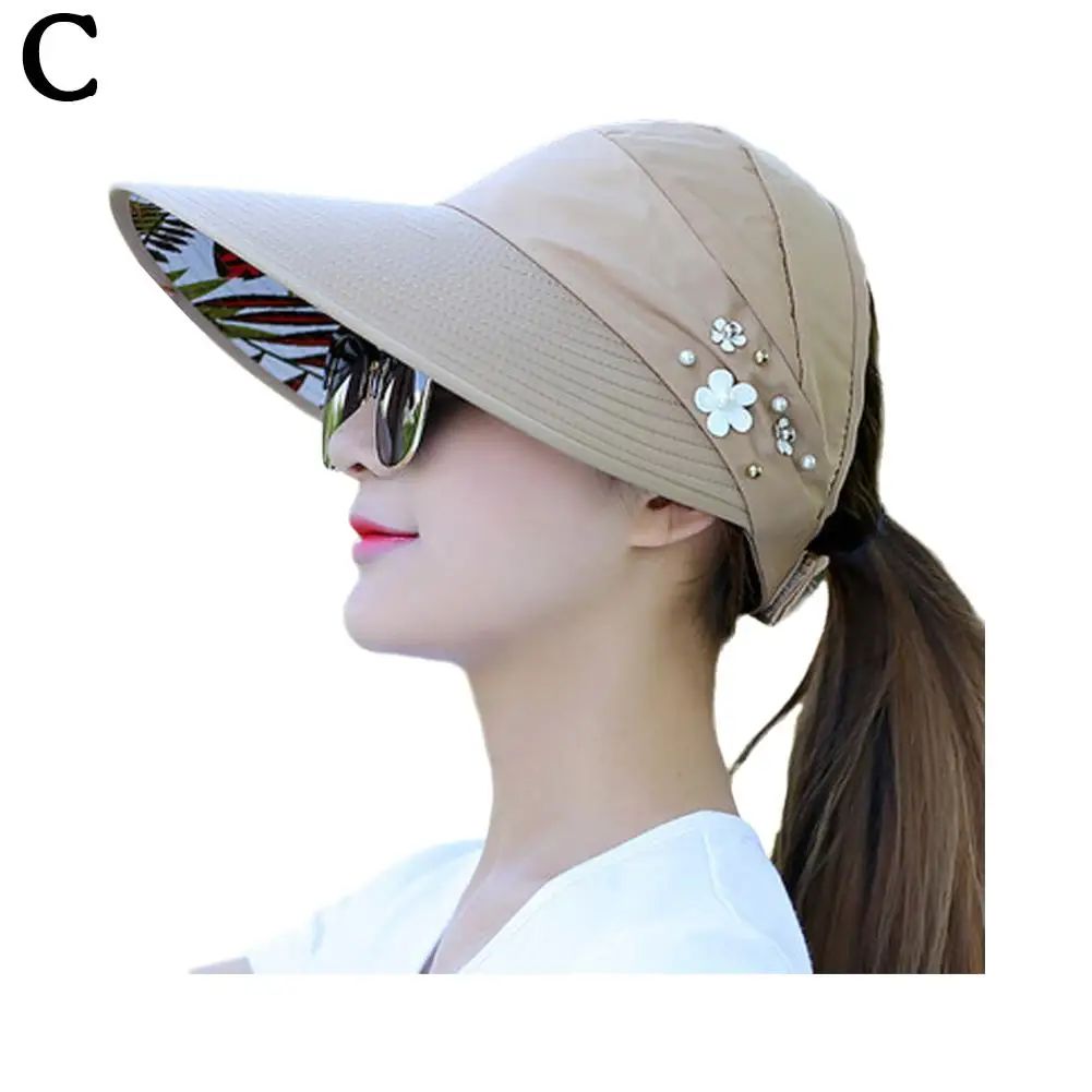 Fashion Womens Ladies Summer Vacation Wide Brim Foldable Sun Hat Anti-UV Beach Visor Caps Casual Hats - Image 10