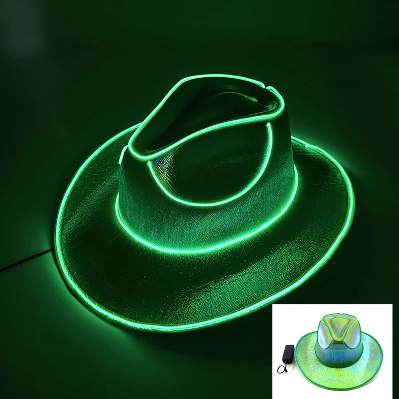 New Arrival Pearlescent Cowboy Hat Dance Costume Decorate Glowing Cowgirl Cap Glowing For Neon NightClub - Image 15