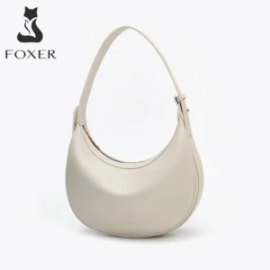 FOXER Brand Fashion Women Shoulder Bag Lady Small Luxury Design Half-moon PU Handbag Summer Sling Crossbody Bag Girl Gift