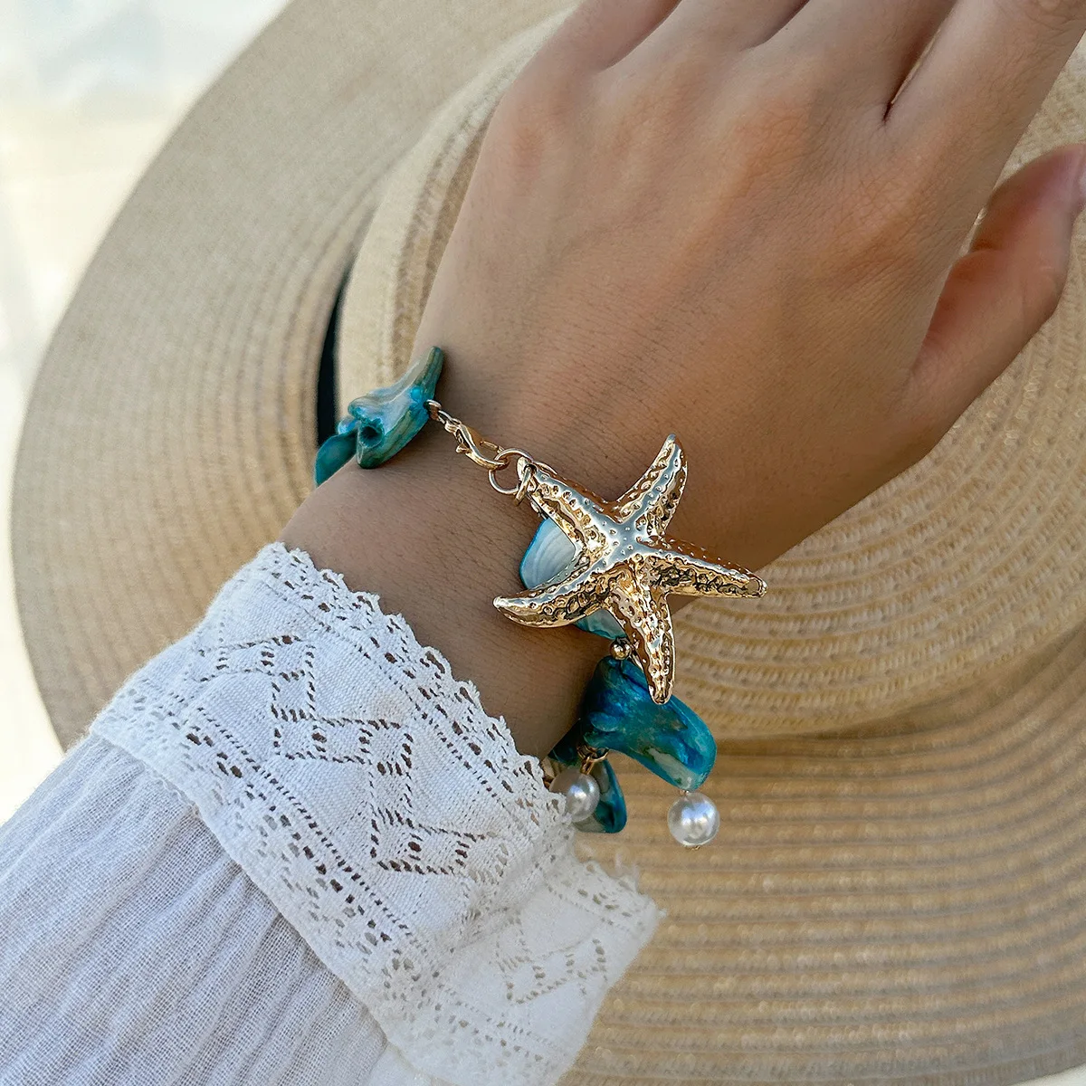 Retro Starfish White Shell Conch Pendant Necklace Women 2024 Simple Creative Colorful Stones Hand Woven beach Jewelry Girls - Image 18