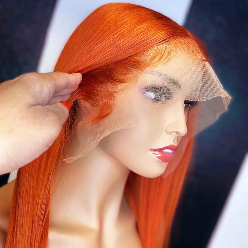 13x4 Lace Front Short Bob Wig 350 Ginger Orange Color Straight Transparent Lace Frontal Wigs Human Hair For Black Woman 10 Inch - Image 7