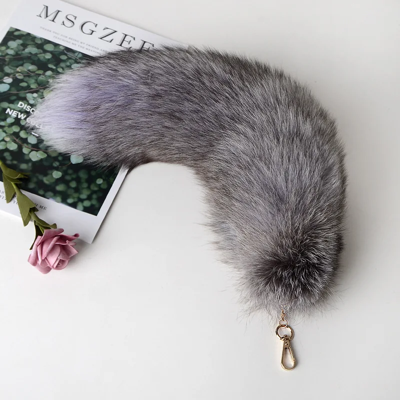 2024 New Fashion Fox Tail Keychain Wolf Tail Fur Tassel Bag Tag Black And Brown Pom Pom Charm Keyring Holder Strap Chain Gifts - Image 9