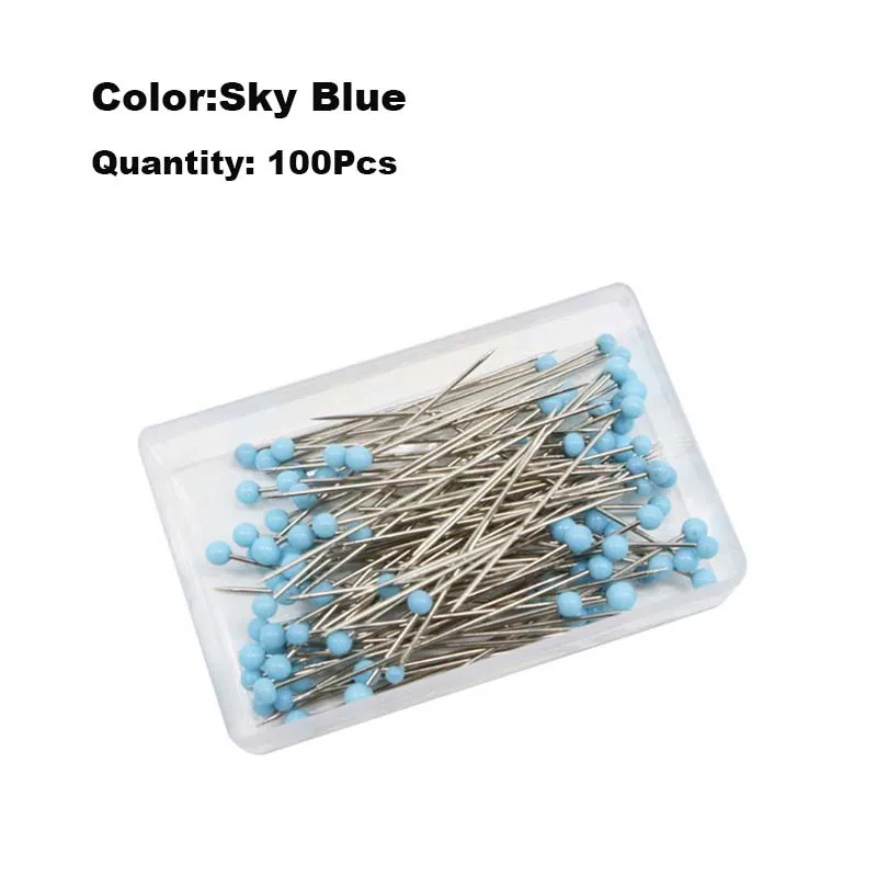 100Pcs/Box 38mm Sewing Pins Glass Ball Multicolor Head Pins Straight Quilting Heads Pins DIY Crafts Sewing Fabric - Image 12