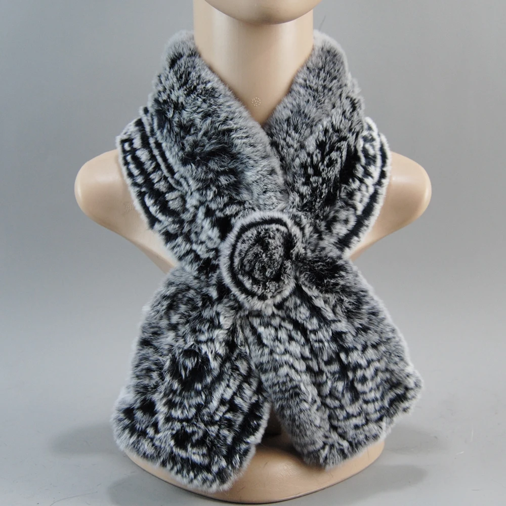 New Style Hand Knitted Real Natural Rex Rabbit Fur Scarf Women Winter Warm Rex Rabbit Fur Scarves Lady Soft Real Fur Neckerchief - Image 12