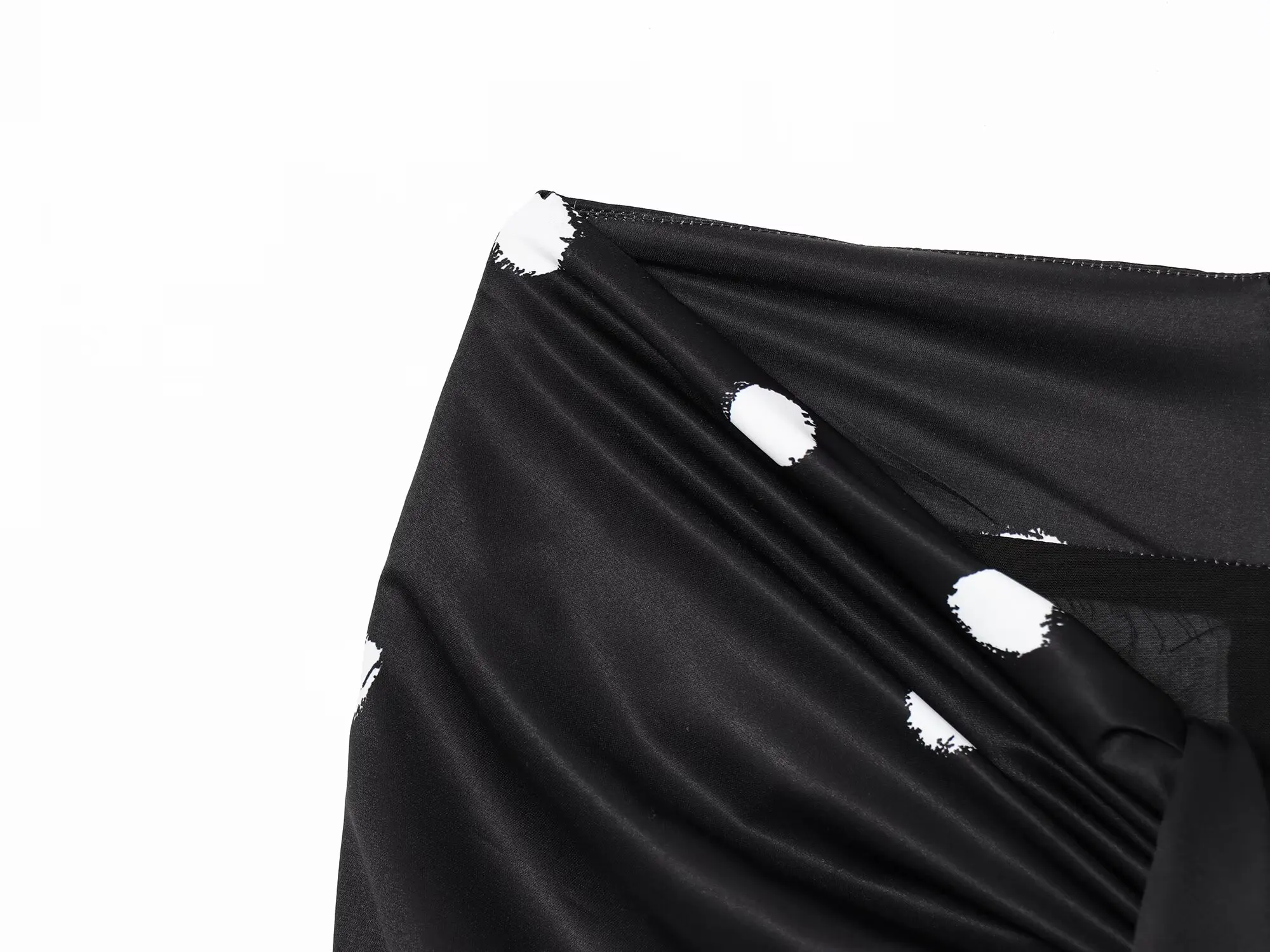 2025 Sexy Black Polka Dot Midi Skirt: Thigh-High Slit, Bow-Tie Waist, Ankle-Length Curve-Hugging Design For Woman Summer Casual - Image 5