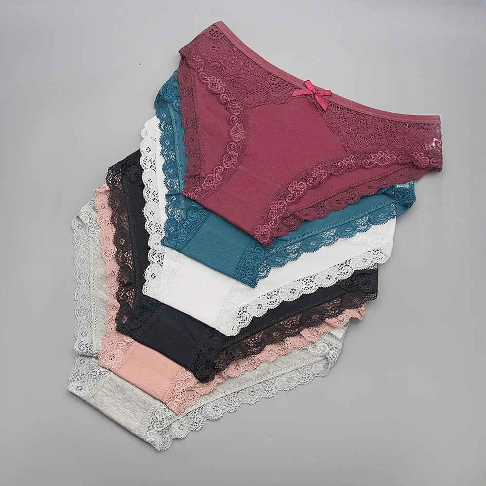 Moonflame 5 Pcs Underwear Girls Low Rise Cotton Briefs Sexy Lace Women's Panties - Image 2