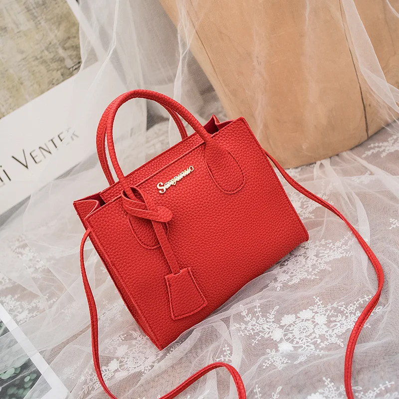Solid Color Lychee Grain Ladies Handbags Single-shoulder Crossbody Handheld Triple-use Satchel Portable Leisure Bag - Image 9