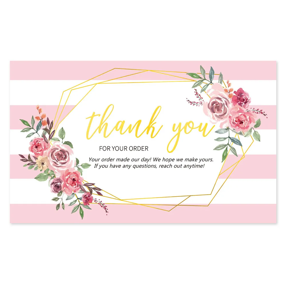 9.0x5.4cm Pink Black Foil Stamp Greeting Label Custom Thank You Cards For Small Bussiness Gift Box Decoration Packaging Supplies - Image 27