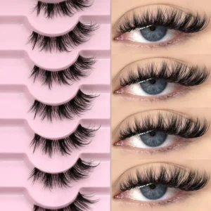 GROINNEYA Half Eyelashes Fluffy Cat Eye Lashes Style Natural Long 3D Faux Mink Lashes Winged End Eye Elongated Eyelash Extension