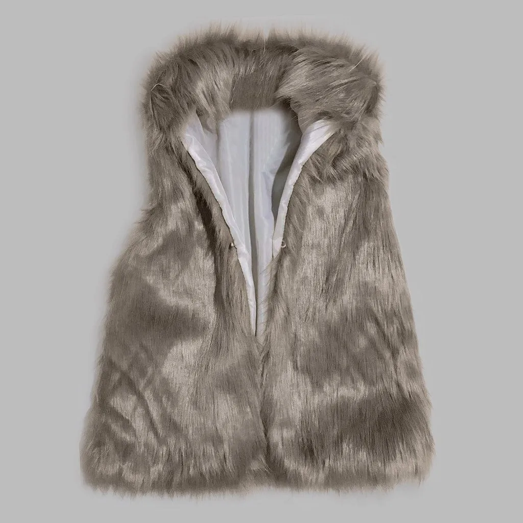 Ladies Vest Women Vest Faux Leather Fur Vest for Women Open Stitch Waistcoat Outerwear Fall Winter Fashion Outerwear for Cold - Image 2