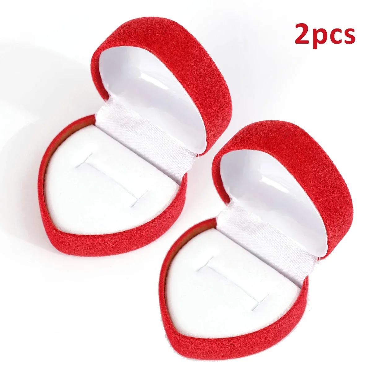 Flocking Red Heart Shape Ring Boxes Jewelry Earrings Display Cases Holder Gift Box Wedding Ring Box Counter Packaging Rings - Image 9