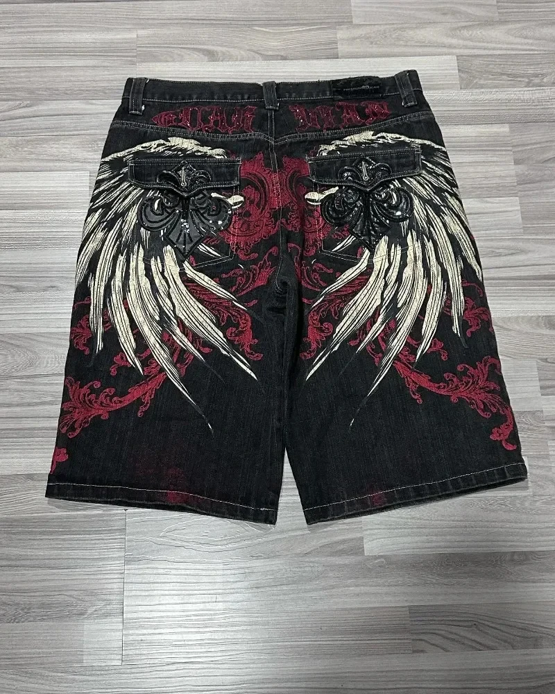 American New Fashion Popular Oversized Print Patch Casual Denim Shorts Women Y2k Gothic Hip Hop Joker Couple Shorts Streetwear - Image 7