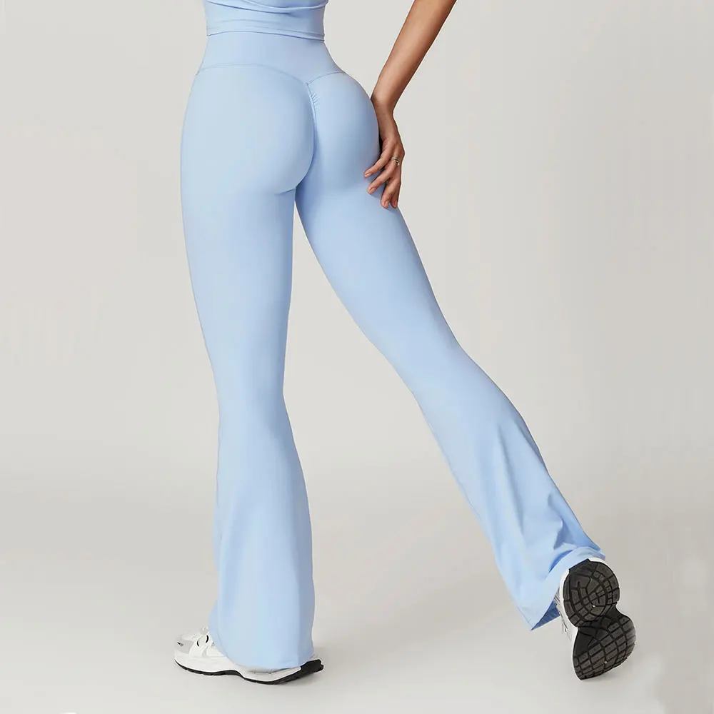 Belly Pants For Women Fitness Sport Bell Bottomed Leggings High Waist Elastic Yoga Leggings Gym Jogging Quick Dry Push Up Tights - Image 3