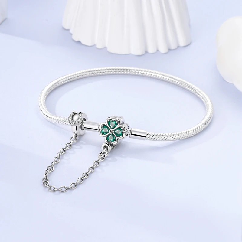17-20CM Original 925 Sterling Silver Bracelets Clover Butterfly Cross Heart Bracelet Fit DIY Charms Beads Fashion Women Jewelry - Image 3