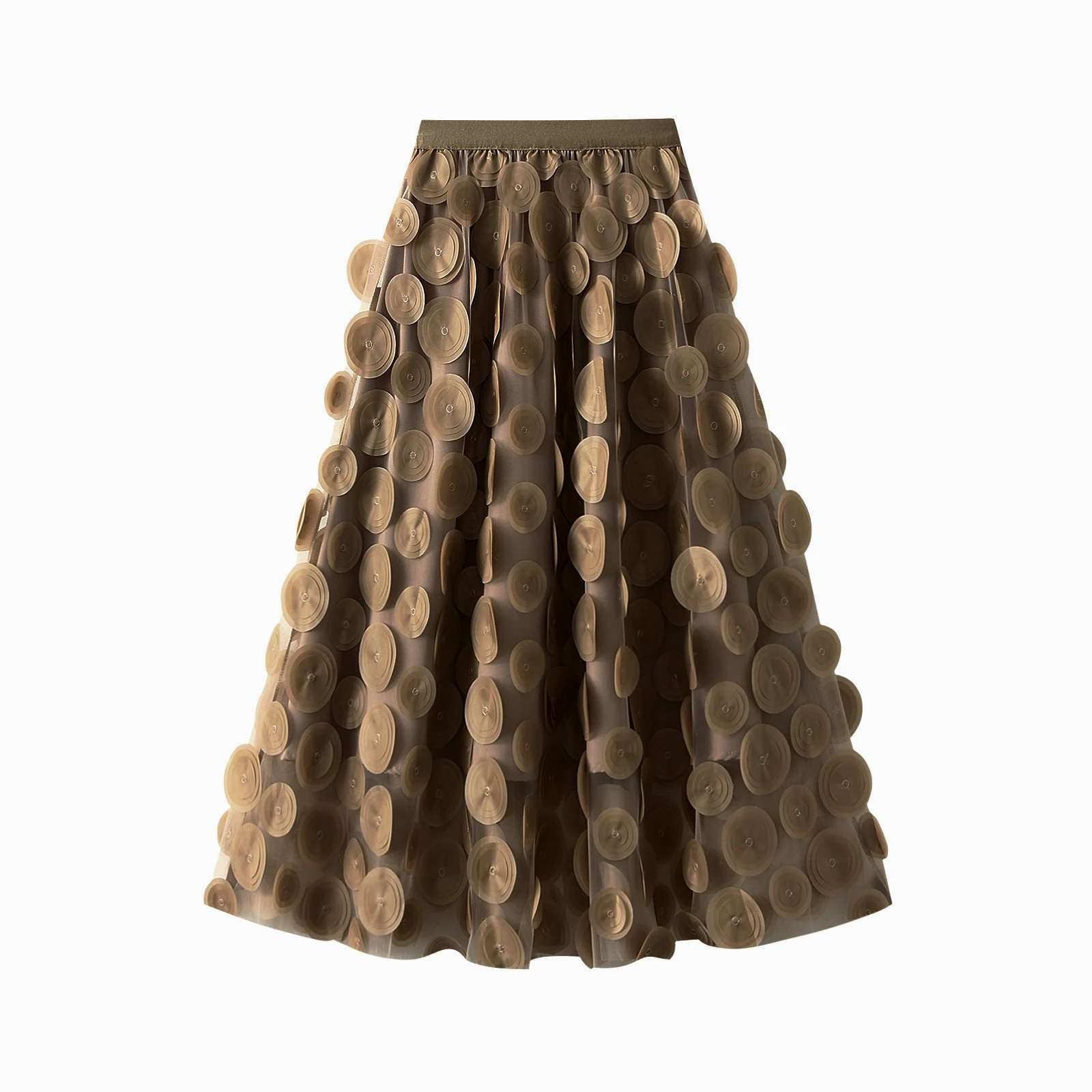 Women Tulle Tutu Skirt Solid Color 3D Dot Elastic Mesh Fairy A-Line Skirt for Beach Party Streetwear - Image 8