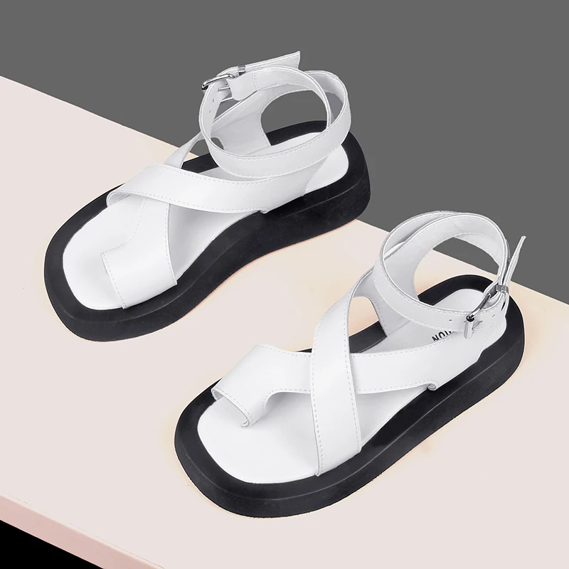 AIYUQI Sandals Women Genuine Leather 2025 Summer New Clip Toe Sandals Ladies Roman Women Shoes Muffin Sandals WHS MTO - Image 2