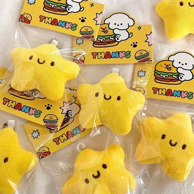 Cute Stars Plush Toy Keychain Girls Fluffy Soft Cute Backpack Bag Pendant Practical Mini Yellow Keychain Charms Keychains Gifts - Image 4