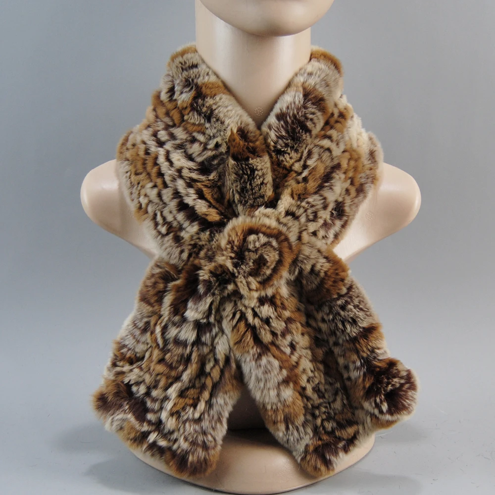 New Style Hand Knitted Real Natural Rex Rabbit Fur Scarf Women Winter Warm Rex Rabbit Fur Scarves Lady Soft Real Fur Neckerchief - Image 20