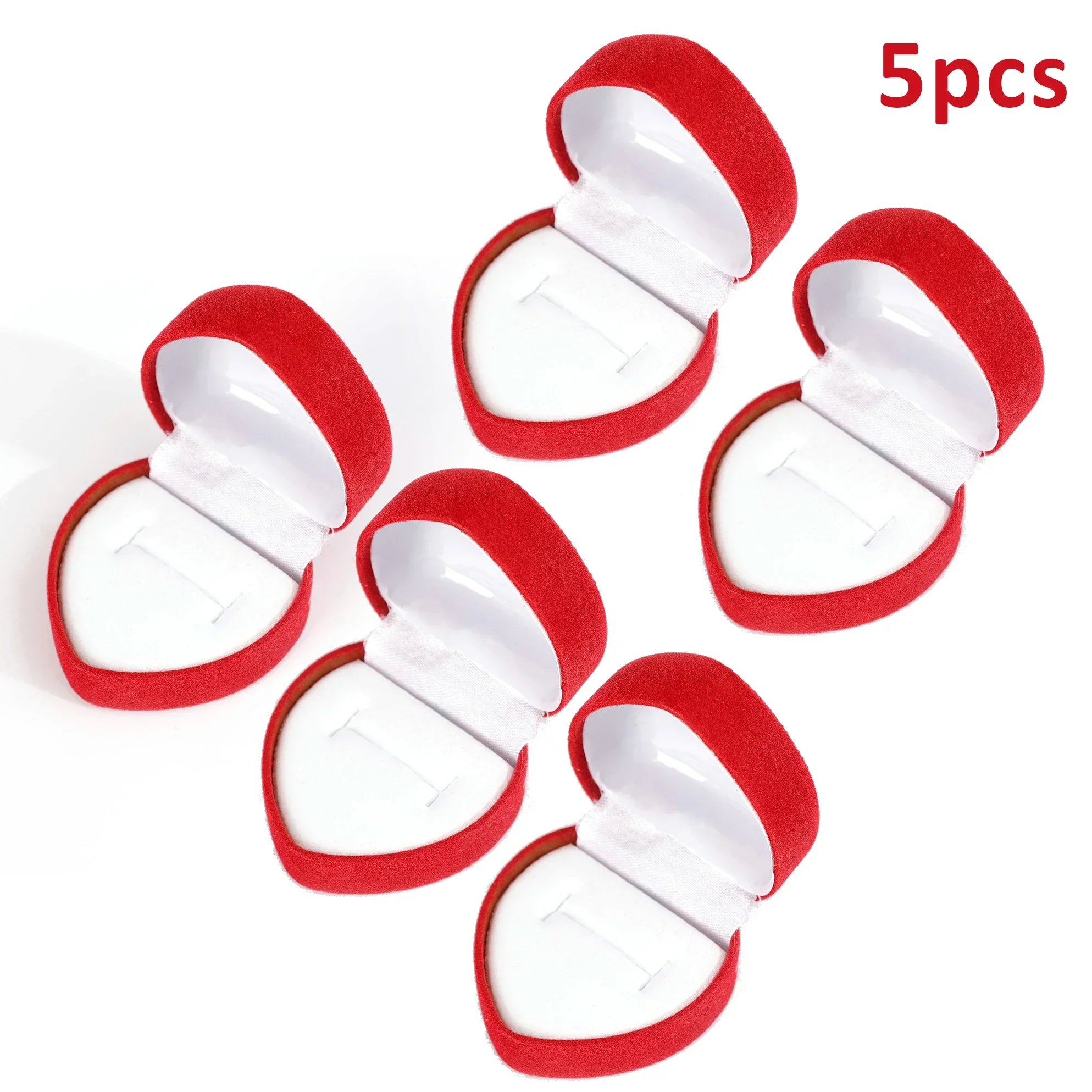 Flocking Red Heart Shape Ring Boxes Jewelry Earrings Display Cases Holder Gift Box Wedding Ring Box Counter Packaging Rings - Image 11