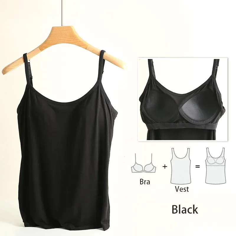 M-3XL For 35-85kg Modal Plus Size Camisole Tank Top With Fixed Cup Women's Chest Padded Outer Wear Bottoming Underwear Wear-Free - Image 6