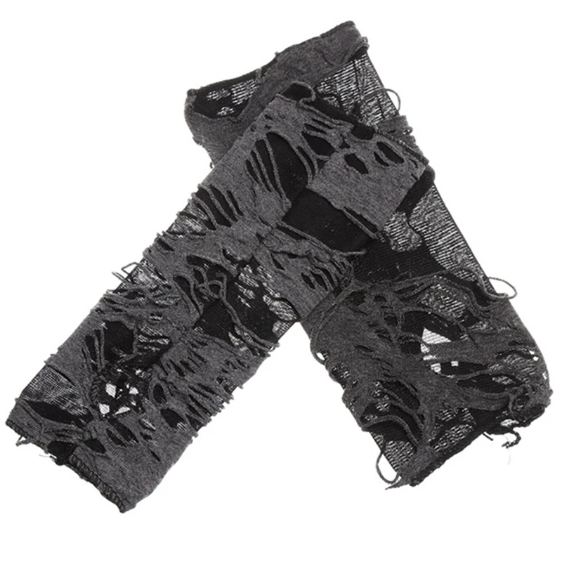 Halloween Broken Slit Gloves Black Ripped Holes Cosplay Gloves Adults Sexy Gothic Fingerless Gloves Fashion Accessories - Image 6