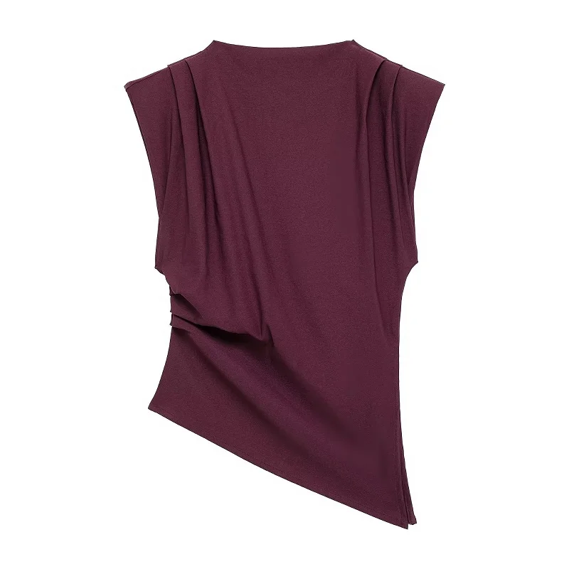 MUJER Asymmetric Tank Top Female Ruched Sleeveless Tops for Women High Neck Strapless Top Women Fashion Aesthetic Tops Woman - Image 3