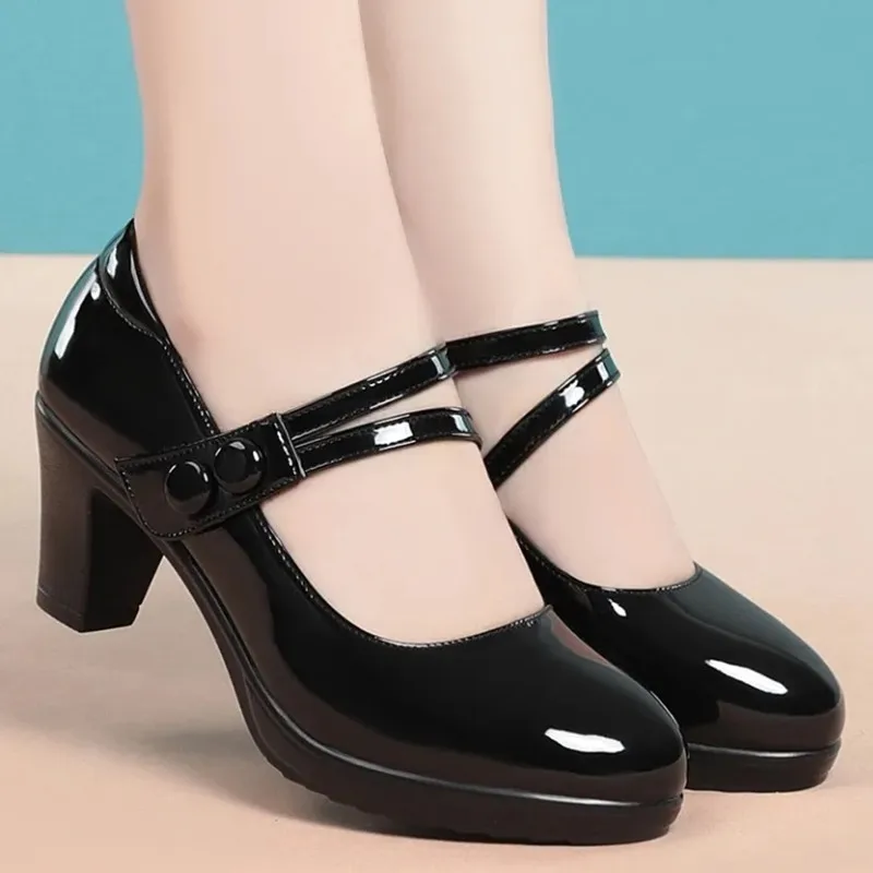 Women Fashion Round Toe Spring & Autumn Red High Heel Shoes for Office Lady Classic Comfort Street European Stylish Pumps A03 - Image 2