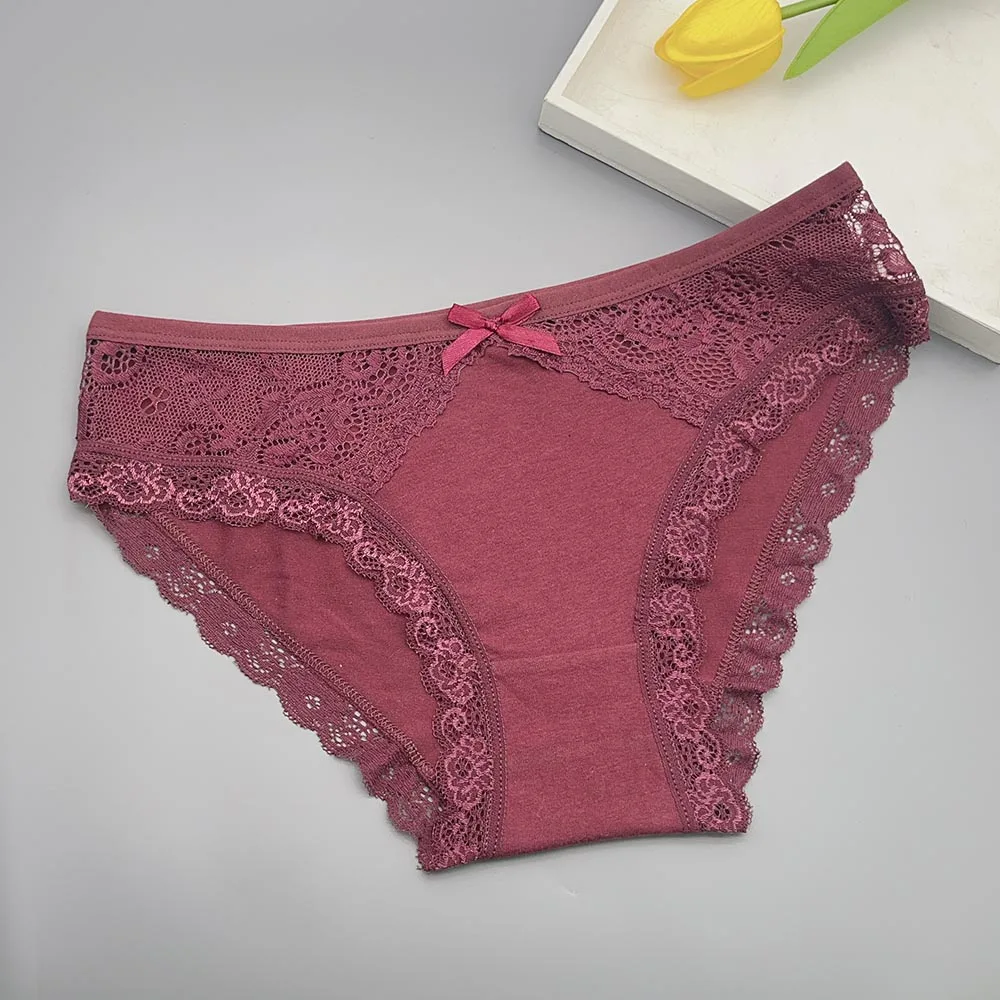Moonflame 5 Pcs Underwear Girls Low Rise Cotton Briefs Sexy Lace Women's Panties - Image 6