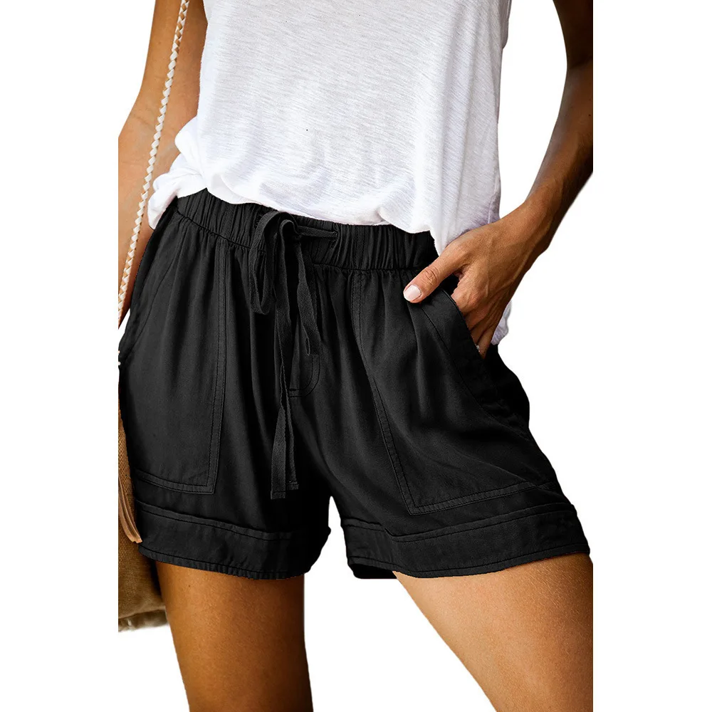 Casual Shorts for Women's 2023 Summer New European and American High Waisted Lace Up Loose Twill Wide Leg Pants - Image 16