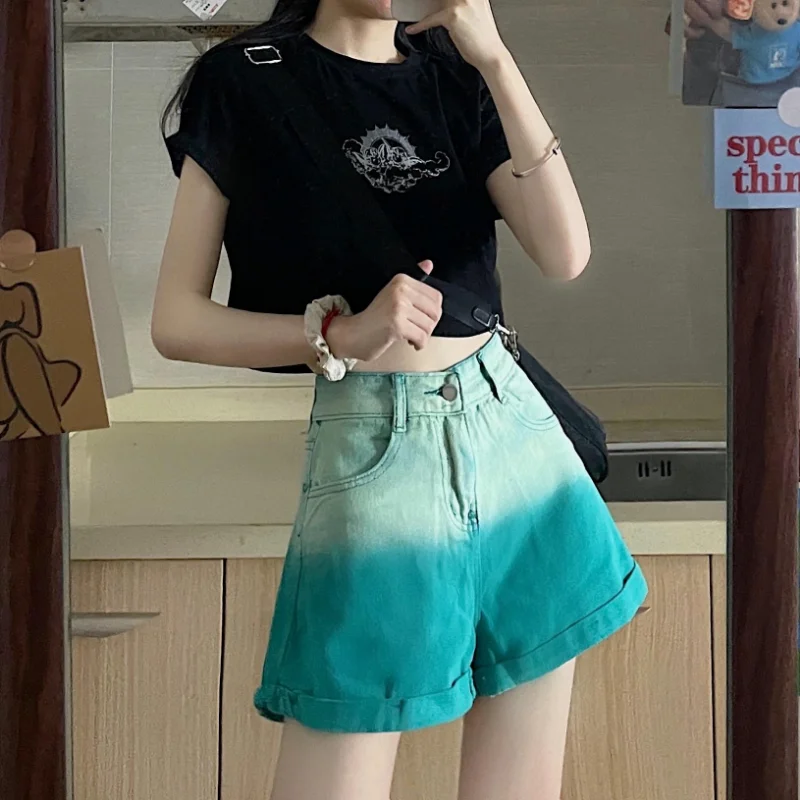 Blue High Waist Baggy Loose Wide Jeans Short Pants For Woman To Wear Women's Denim Shorts Offer High Quality Outfits Vintage XL - Image 6