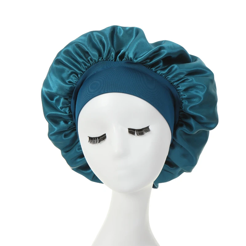 2PCS Milk Imitation Silk Wide Brim Satin Cloth Women's Hair Hat Bonnet Elastic Band Headwear bonnets for women - Image 26