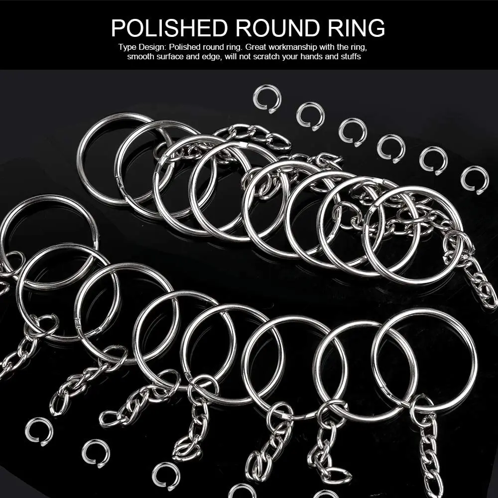 20/100pcs Metal Blank Keyring Keychain Split Rings Keyfob Key Rings Lobster Clasp Key Chain Key Pendant Stainless Steel Rings - Image 2