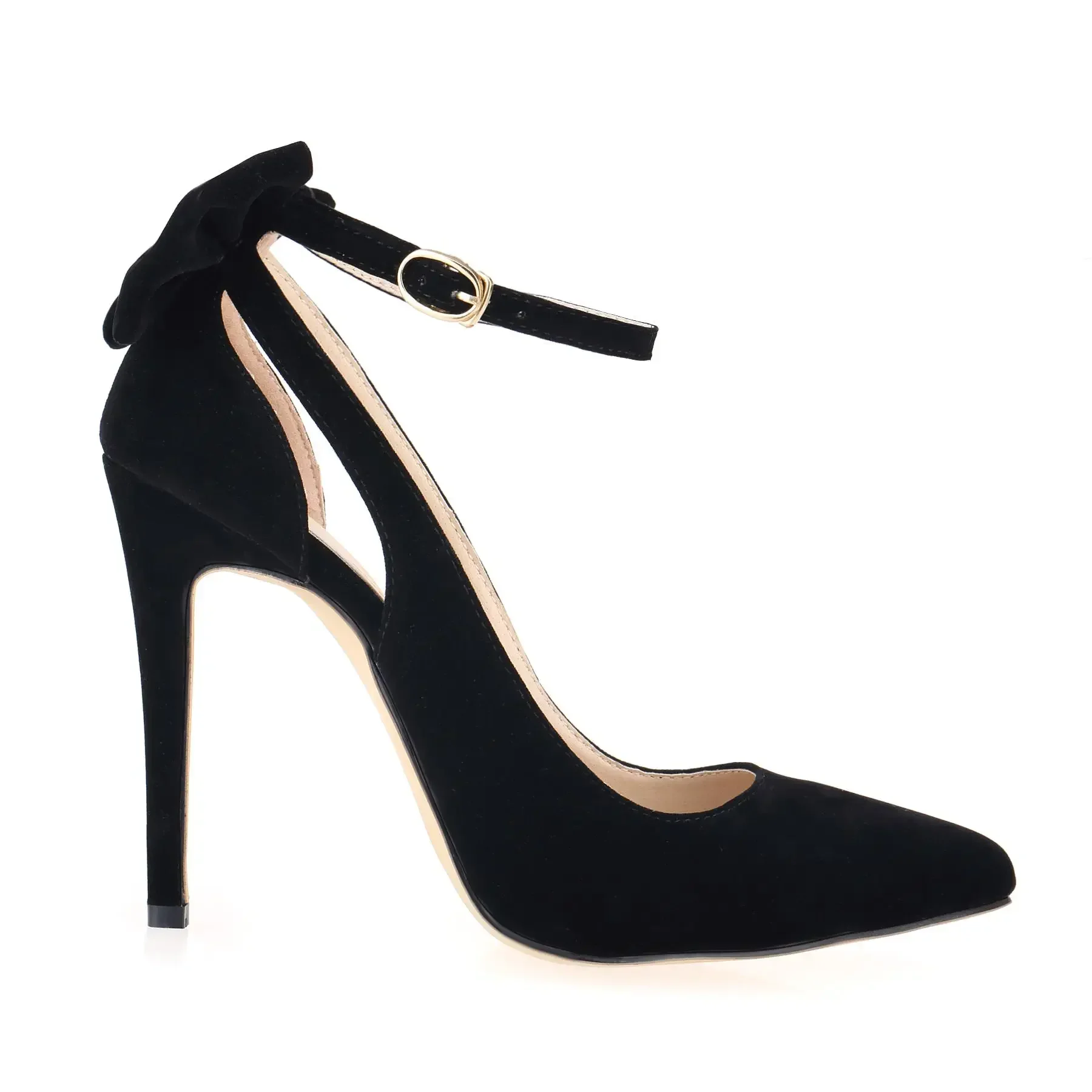 Women's High Heels Bow Tie Back Sexy Stiletto Pumps Pointed Toe Bowknot 11cm Sexy Ankle Strap High Heeled Female Wedding Shoes - Image 8