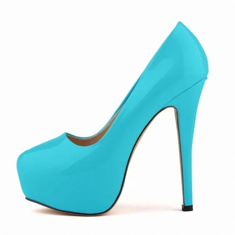 Women Sexy Pumps Stilettos 14cm Super High Heels Round Toes Platform Thin Heel NightClub Party Dress Red Wedding Shoes Big Size - Image 7
