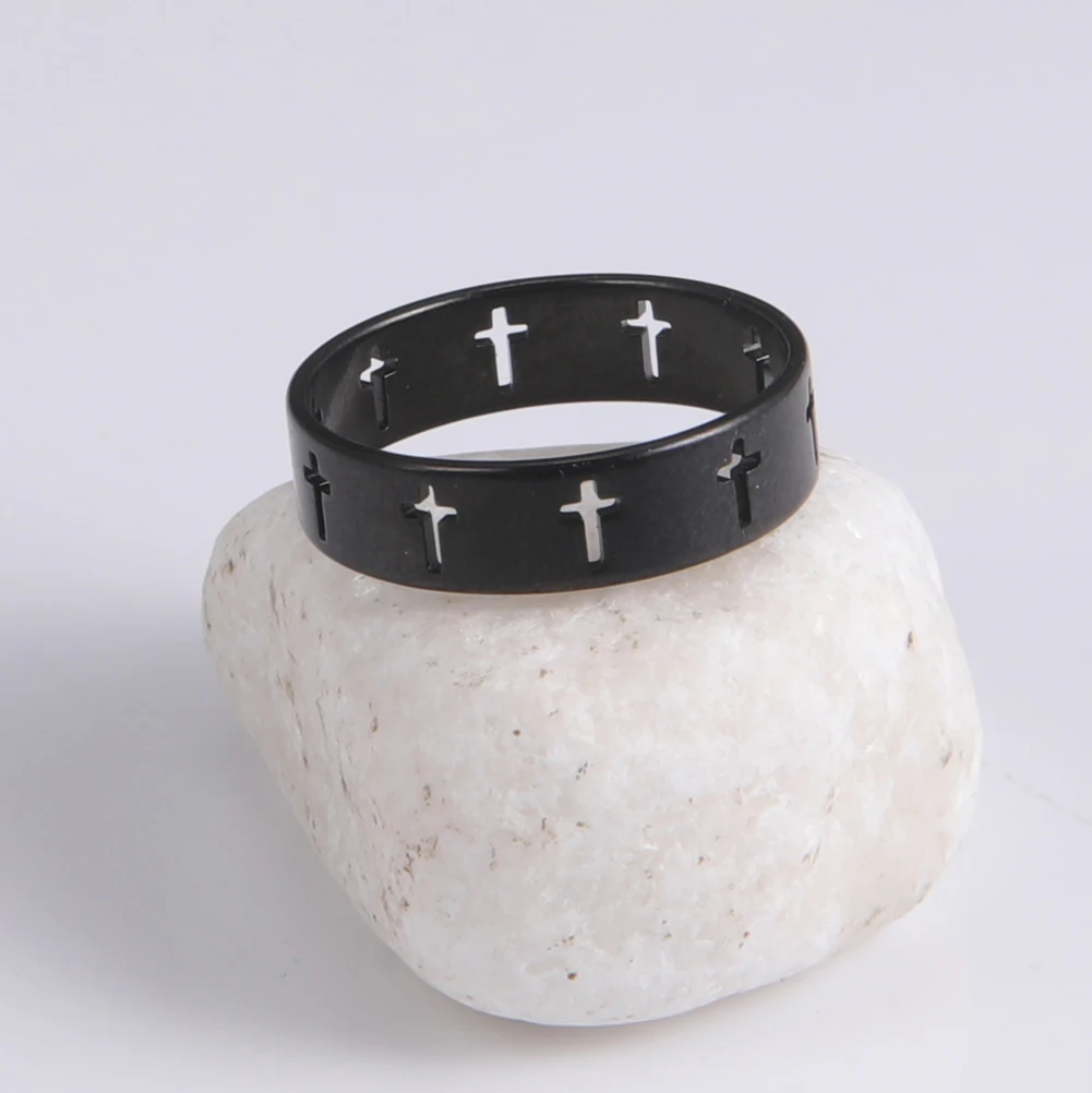 COOLTIME Gothic Cross Couple Rings Stainless Steel Silver Color Jesus Cross Finger Ring for Men Women Punk Jewelry Wedding Gift - Image 3