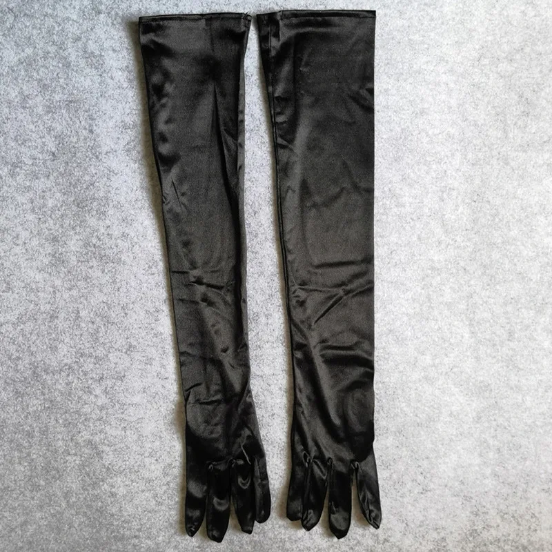 Women Long Solid Satin Soft Multicolor Ceremonial Gloves Drive Ride Dance Performance Sunscreen Cosplay Elasticity - Image 5