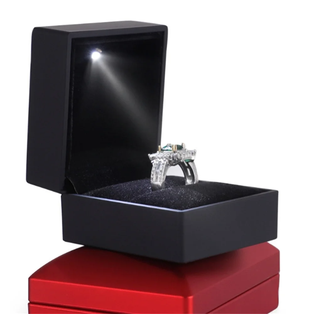 2024 Ring Box With LED Light Jewelry Diamond Ring Box Storage Wedding Ring Box Jewelry Organizer Storage Gift - Image 2