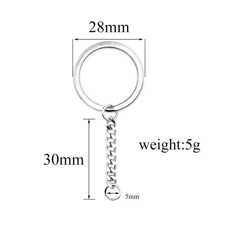 5pcs/lot Polished Whole Stainless Steel Keyring Keychain Split Ring with Short Chain Key Rings Women Men DIY Key Chains - Image 2