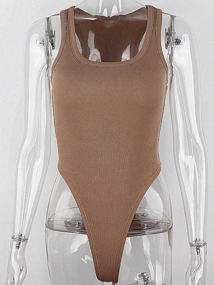 Sleeveless Knit Bodysuit 2025 Hot Summer Sexy Bodycon Off Shoulder Halter Tops Casual Street Bodice For Women ClubWear - Image 6