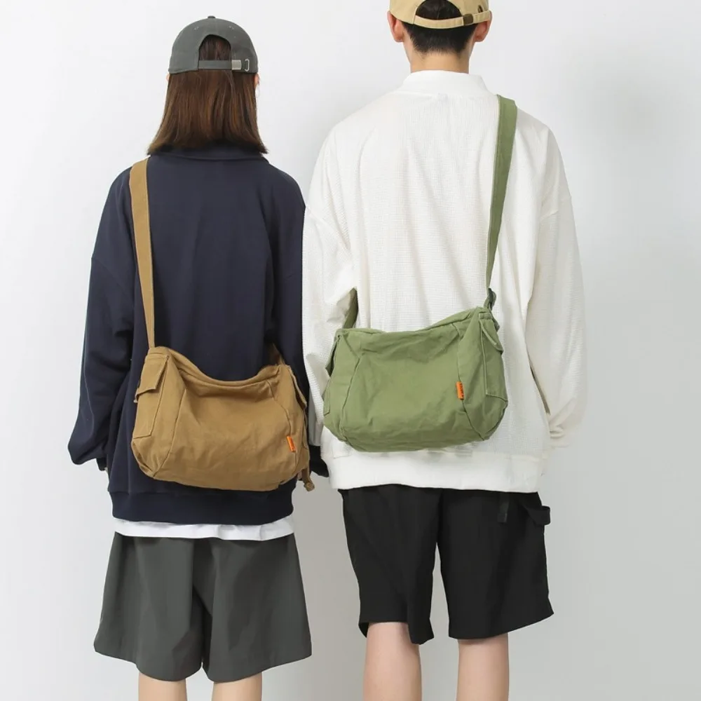 Female Canvas Fabric Hobo Soft Slouchy Shoulder Bag Y2K Student Leisure Medium Size School Book Laptop Pouch Messenger Side Bag - Image 3
