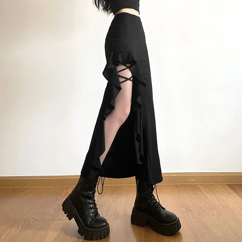 cross-border foreign trade spring and summer new sexy irregular strap open high Fanny pack hip senior sense skirt women - Image 2