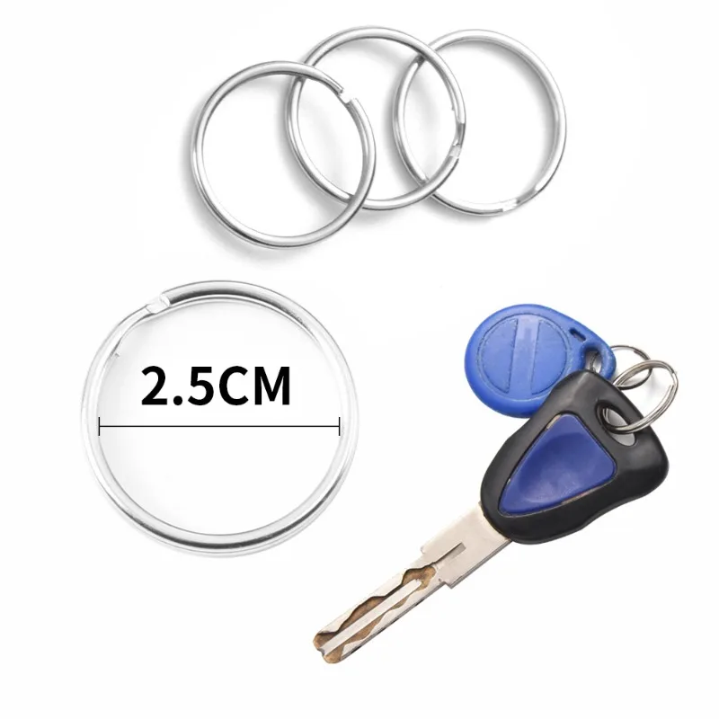 20/200pcs Stainless Steel Key Ring Key Chain 25mm Round Flat Round Split Keychain Polished Metal Blank Circle For DIY Findings - Image 4