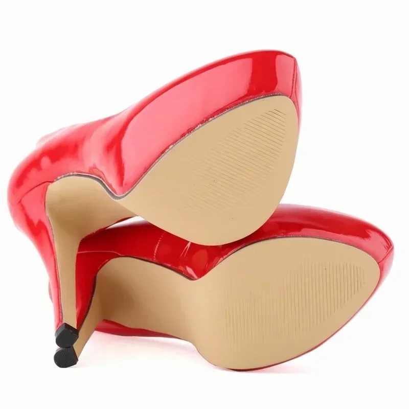 Women Sexy Pumps Stilettos 14cm Super High Heels Round Toes Platform Thin Heel NightClub Party Dress Red Wedding Shoes Big Size - Image 4