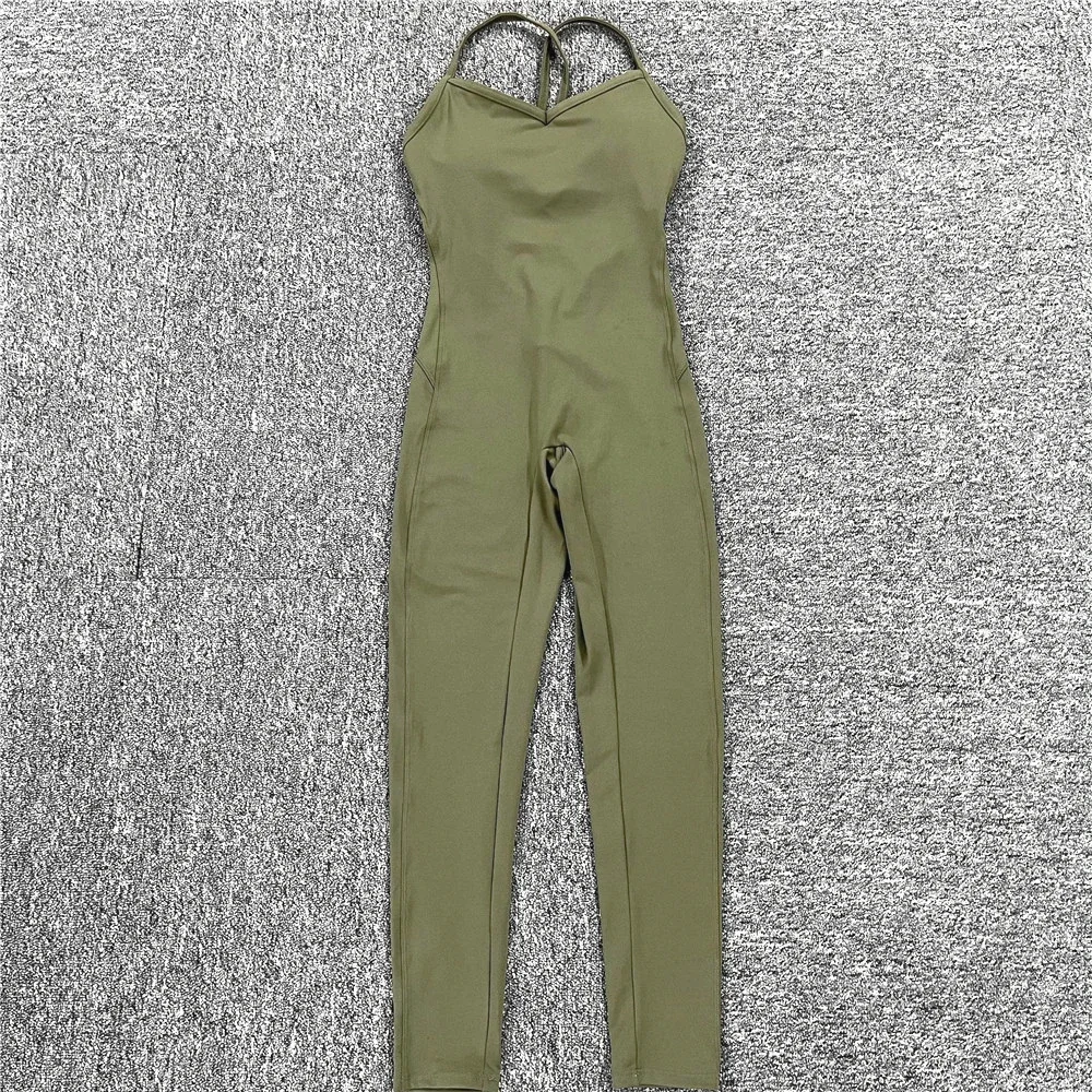 Women Athleisure Fitness Bodysuit 2025 Backless One Piece Yoga Jumpsuit Sports Gym Workout Clothes for Women Tights Active Wear - Image 20
