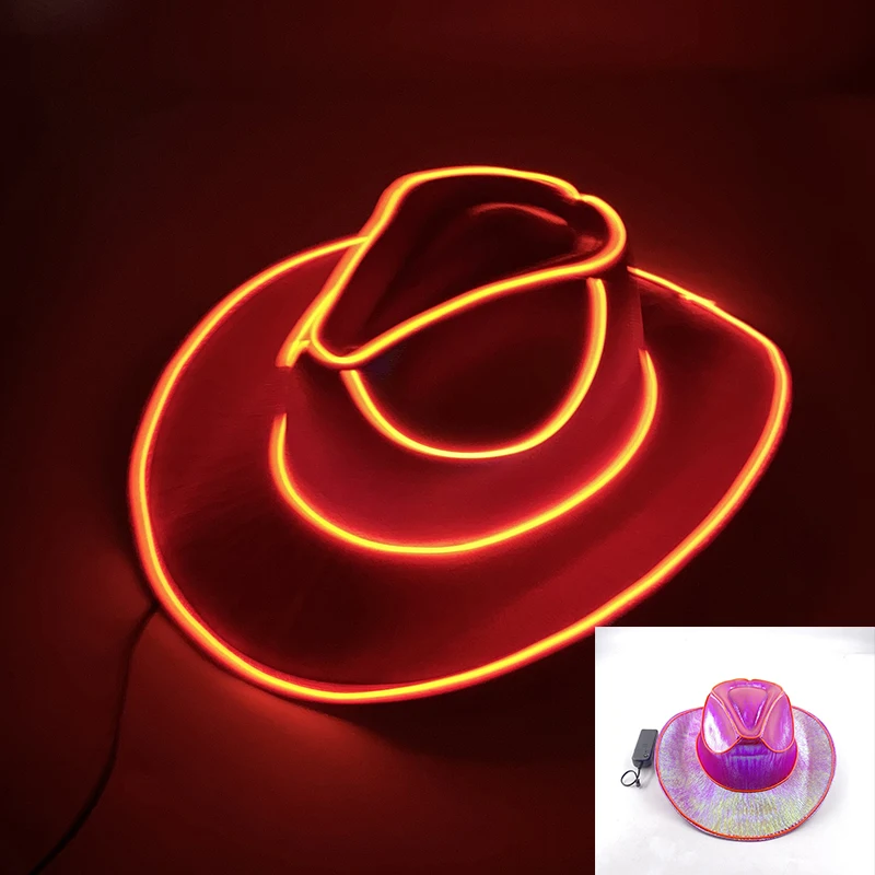 New Arrival Pearlescent Cowboy Hat Dance Costume Decorate Glowing Cowgirl Cap Glowing For Neon NightClub - Image 11