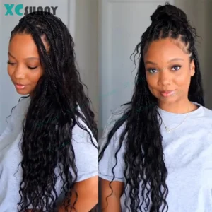 Pre Looped Crochet Boho Box Braids With Human Hair Body Wave Box Braids Crochet Hair 30inch For Black Women