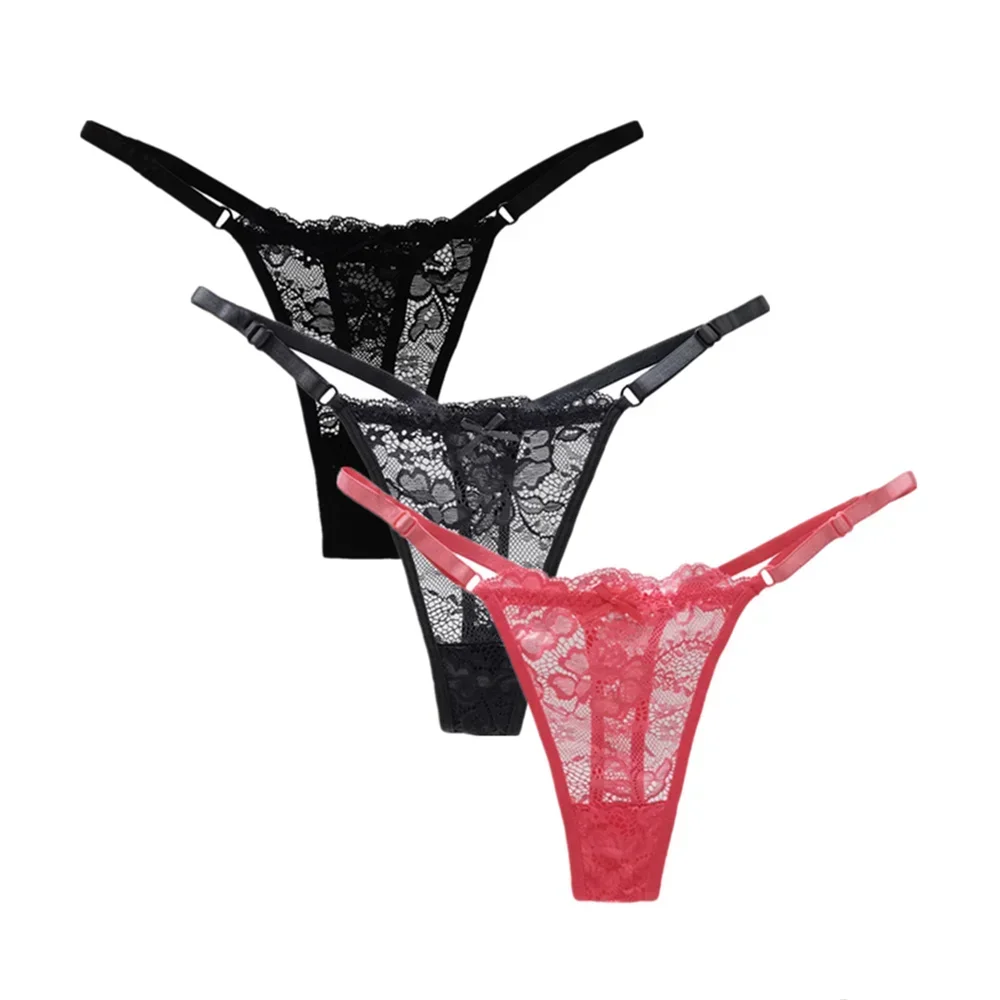 3PCS Adjustable Sexy Transparent Thong Panties Women Lace Underwear Low Waist Female T-back String Underpants - Image 13