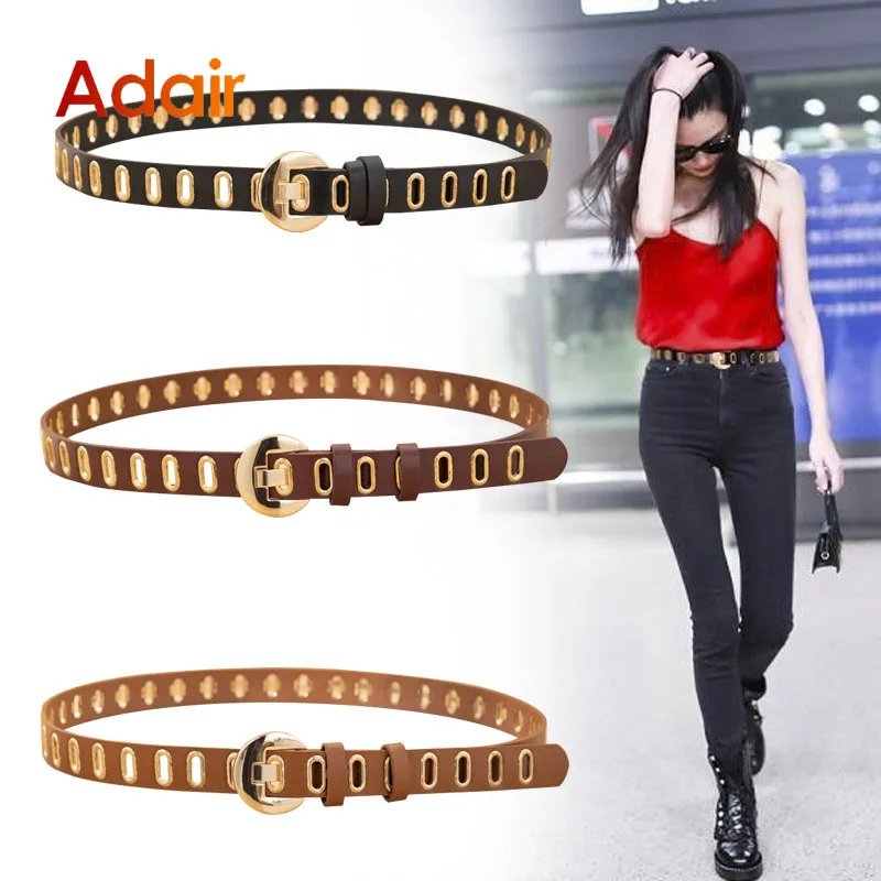 Fashion Women Belt Gold Buckle Belts For Women Waist Belts High Quality Waistband Luxury Ladies Brand For Pants Dresses DT004 - Image 2